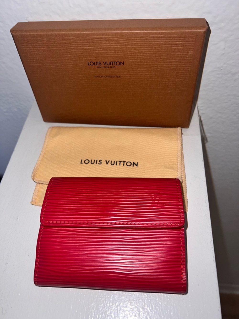 Louis Vuitton Red Epi Leather Trifold Wallet